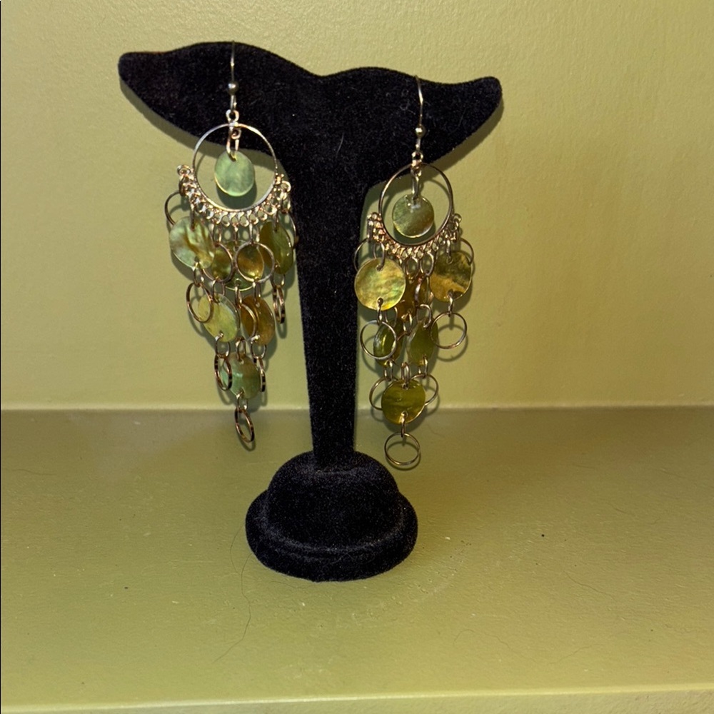 Green Cascading Chandelier Earrings